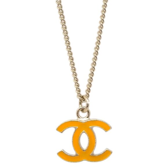 Chanel Gold Orange CC Pendant Necklace 08C 174451 - Picture 3 of 4